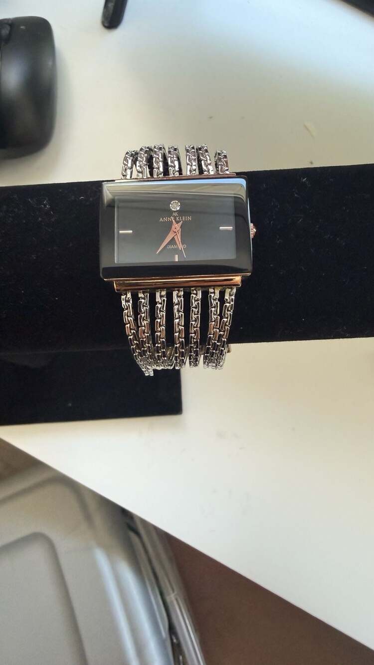 Anne Klein Diamond Accent Rectangle Dial Multi-Chain Bracelet Watch 753H/2